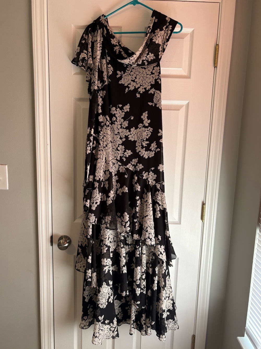 Ralph Lauren black and white floral formal dress